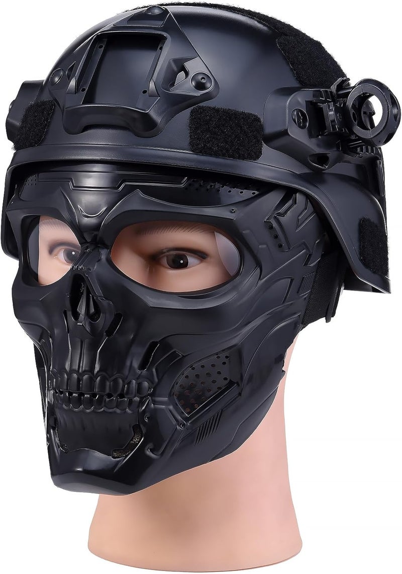 OQUQO Airsoft Tactical Helmet, Full Face Mask for Men, Paintball Helmet, NVG Mount and Side Rails, Adjustable Strap - Complete Tactical Gear for Cosplay and Movie Props - Image 1